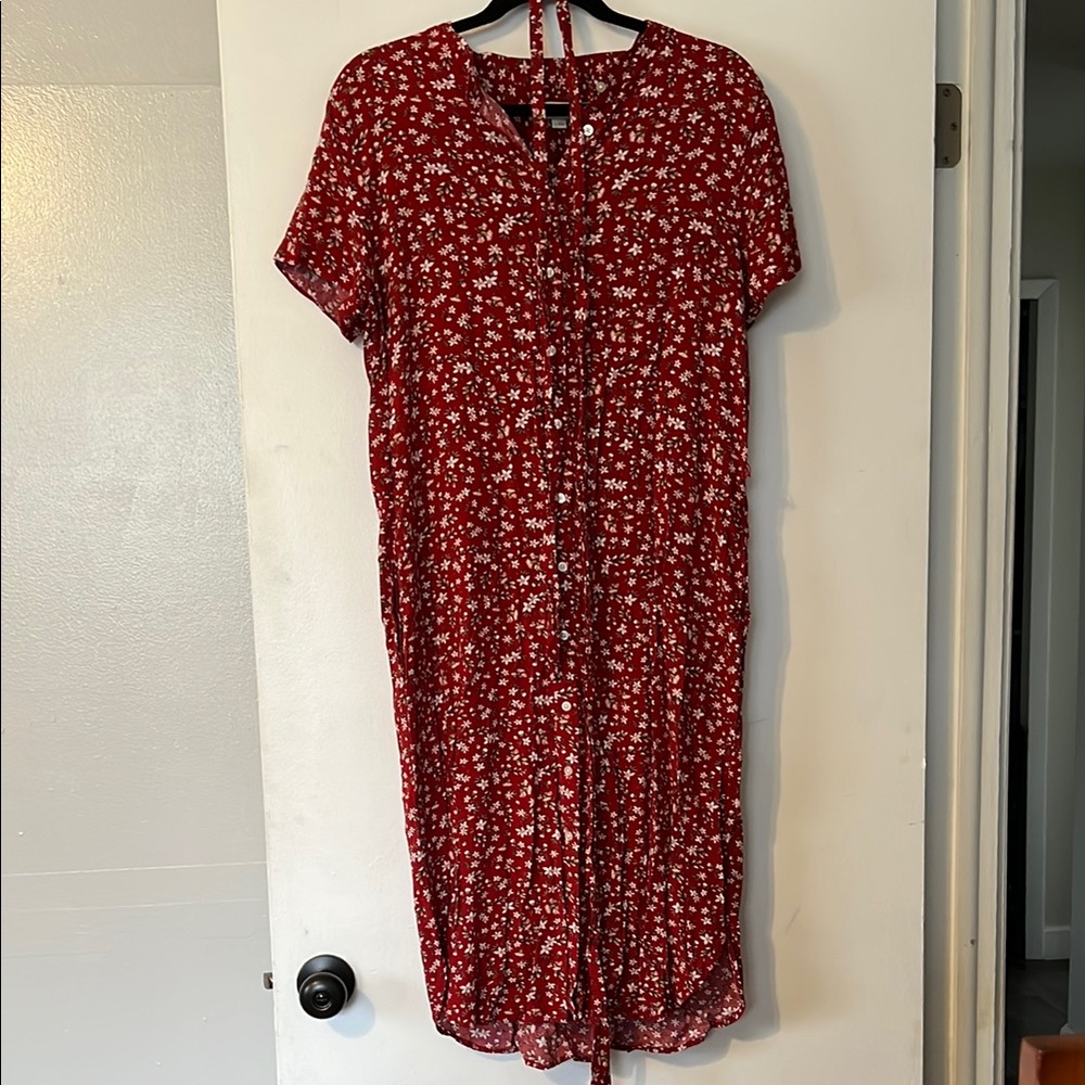 LOFT Floral Red Dress